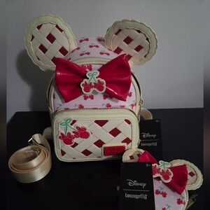 Loungefly Disney Cherry Cream and Red Kids Backpack Set